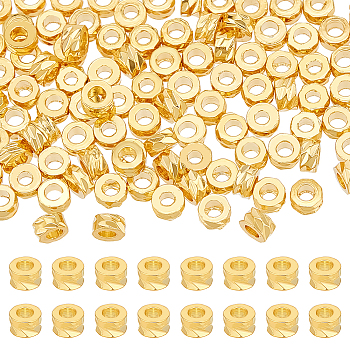 150Pcs Brass Bead, Column, Golden, 3x1.5mm, Hole: 1.5mm