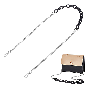 Acrylic & Iron Chain Bag Straps, with Alloy Swivel Clasps, Platinum, 119.1cm
