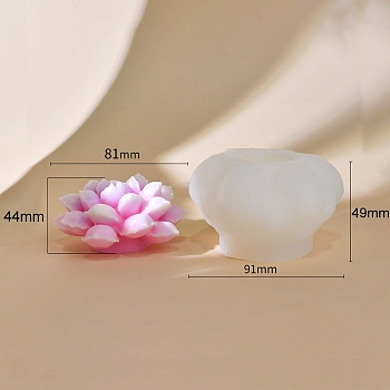 Embossed Pillar DIY Candle Silicone Molds, for Candle Making, Food Grade Silicone, Flower, White, 9.1x4.9cm