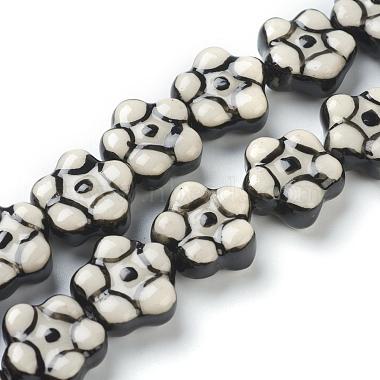 Black Flower Porcelain Beads