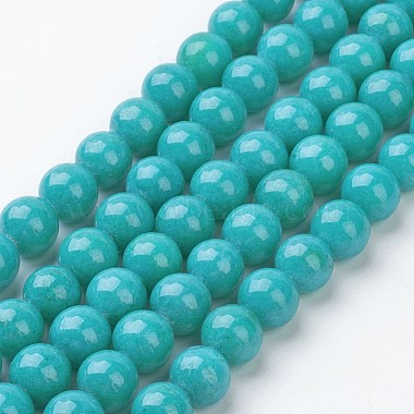 8mm Cyan Round Mashan Jade Beads