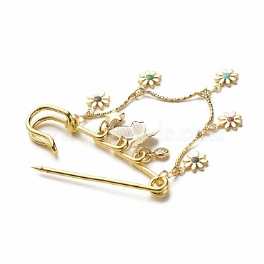 Butterfly & Star & Flower Charm Brass Brooch Pin(JEWB-BR00060)-5