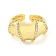 Brass Micro Pave Cubic Zirconia Open Cuff Ring for Women(AJEW-U003-09G)-2