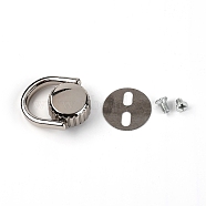 Zinc Alloy Bag Lifting Ring, with Iron Screws & Shim, Platinum, 0.5~2.5x0.5~2x0.04~0.9cm, Hole: 2.5mm and 6x3mm, 4pcs/set(FIND-TAC0003-08C)