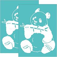 Self-Adhesive Silk Screen Printing Stencil, for Painting on Wood, DIY Decoration T-Shirt Fabric, Turquoise, Panda Pattern, 19.5x14cm(DIY-WH0337-001)