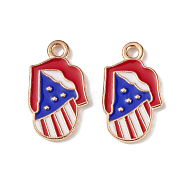 Independence Day Alloy Enamel Pendants, Lip with Star Charms, Light Gold, Colorful, 18.5x11x1.5mm, Hole: 2mm(ENAM-K067-44)
