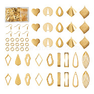 DIY Geometry Earring Making Kit, Including Rhombus & Teardrop & Lightning & Leaf & Heart Brass Pendants & Earring Hook & Jump Rings, Golden, 146Pcs/box(DIY-TA0004-67)