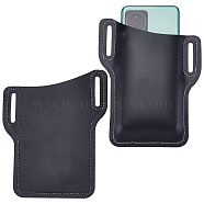 2Pcs PU Leather Mobile Phone Belt Pouch, Hiking Phone Case Cover, Black, 16.8x13.5x0.35cm(AJEW-GF0005-26C)
