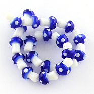 Mushroom Handmade Lampwork Beads Strands, Blue, 16x12mm, Hole: 2mm, about 20pcs/strand, 13.7 inch(LAMP-R116-12)