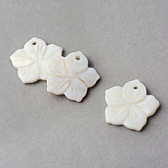 Sea Shell Pendants, Flower, Creamy White, 21~21.5x22~22.5x2~3mm, Hole: 2mm(X-SSHEL-Q296-15)