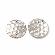 304 Stainless Steel Pendants, Textured, Flat Round Charm, Stainless Steel Color, 20x2mm, Hole: 1.8mm(STAS-F290-13P)