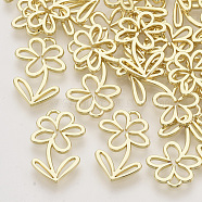 Rack Plating Alloy Open Back Bezel Pendants, For DIY UV Resin, Epoxy Resin, Pressed Flower Jewelry, Flower, Light Gold, 21x14x1.5mm, Hole: 1.6mm(PALLOY-N150-38)
