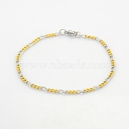 Two Tone Casual Style 304 Stainless Steel Twist Mother-Son Chain Bracelets for Further Design, with Lobster Claw Clasps, Stainless Steel Color & Golden, 190x3x1.5mm(X-STAS-O036-23M)