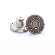Alloy Button Pins for Jeans, Nautical Buttons, Garment Accessories, Round with Word, Antique Bronze, 17mm(PURS-PW0009-01K-02AB)