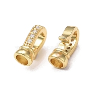 Rack Plating Brass Micro Pave Clear Cubic Zirconia Fold Over Clasps, Cadmium Free & Lead Free, Long-Lasting Plated, Real 18K Gold Plated, 13.5x7.5x6mm, Inner Diameter: 4mm and 8x4mm(KK-E080-02G)