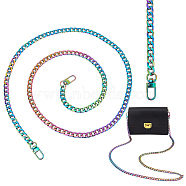 WADORN 1Pc Zinc Alloy Curb Chain Bag Handle, with Swivel Clasp, Rainbow Color, 121x0.95cm(FIND-WR0008-78C)