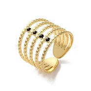 304 Stainless Steel Enamel Cuff Rings, Round, Real 18K Gold Plated, Adjustable(RJEW-M171-18G)