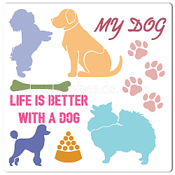 PET Plastic Hollow Out Drawing Painting Stencils Templates, Square, Dog Pattern, 300x300mm(DIY-WH0244-241)