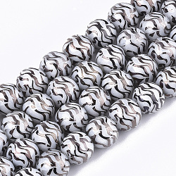 Electroplate Glass Beads Strands, Round, Black, 10x9.5mm, Hole: 1.2mm, about 30pcs/strand, 11.2 inch(EGLA-S177-09B-01)
