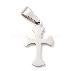 304 Stainless Steel Pendants, Cross, Stainless Steel Color, 19.5x12x1.2mm, Hole: 3.5x7mm(STAS-Z018-13P)