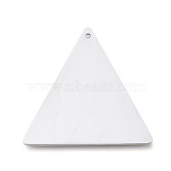 304 Stainless Steel Pendants, Manual Polishing, Stamping Blank Tag, Laser Cut, Triangle, Stainless Steel Color, 28.7x28.5x0.8mm, Hole: 1.2mm(STAS-L238-113A-P)