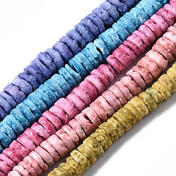 Natural Sea Shell Beads Strands, Dyed, Flat Round/Disc, Heishi Beads, Mixed Color, 5~7x1.5~2.5mm, Hole: 0.9mm, about 329~348pcs/strand, 22.32 inch~22.83 inch(56.7~58cm)(SSHEL-N032-22)