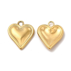 Ion Plating(IP) 304 Stainless Steel Pendants, Heart Charm, Real 18K Gold Plated, 16x13.5x2.5mm, Hole: 1.8mm(STAS-I671-21G)