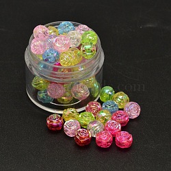 AB Color Plated Flower Electroplated Eco-Friendly Transparent Acrylic Beads, Mixed Color, 8x7mm, Hole: 1mm, about 2000pcs/500g(PACR-I001-M)