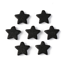 Painted Natural Wood Beads, Lead Free, Star, Black, 14x15.5x6mm, Hole: 1.2mm(X-WOOD-T021-41B)