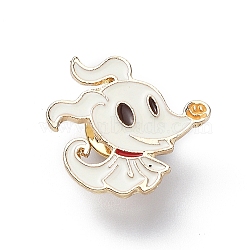 Halloween Ghost Enamel Pin, Electrophoresis Black Alloy Brooch for Backpack Clothes, Gold, 23x25x2mm(JEWB-Q027-01LG-01)
