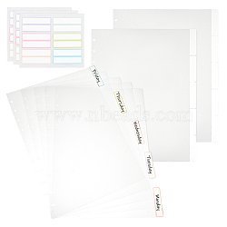 AHADEMAKER 3 Sets Plastic Index Tab Divider Sheets for Discbound Notebooks, Binder Accessories, Rectangle, with Blank Label Stickers, Ghost White, Sheet: 300x210~226x0.2mm, Hole: 6x4mm, 5pcs/set(AJEW-GA0005-02B)