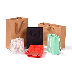Rectangle Paper Candy Bags, with Handle, for Gift & Food Wrapping Bags, Mixed Color, 5.7~10.05x11~27x12.1~28cm, Fold: 12.1~28x11~27x0.45~0.6mm(CARB-XCP0001-02)