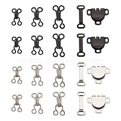 Iron Hook Clasps and Brass Trouser Fasteners, Mixed Color, 12x8.5x4mm, Hole: 2.5mm, 8x8x1mm, Hole: 2mm(FIND-TA0001-19)