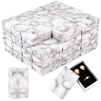 Marble Print Cardboard Paper Storage Boxes, Jewelry Gift Case, Rectangle, WhiteSmoke, 8x5x2.8cm