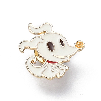 Halloween Ghost Enamel Pin, Electrophoresis Black Alloy Brooch for Backpack Clothes, Gold, 23x25x2mm
