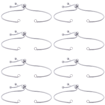 8Pcs Adjustable 304 Stainless Steel Link Bracelet Making, Slider Bracelets, Fit for Connector Charms, Stainless Steel Color, 9 inch(23cm), 1.5mm, Hole: 2.5~3mm