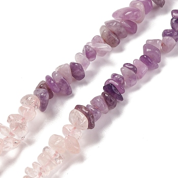 Natural Rose Quartz & Madagascar Rose Quartz & Amethyst Beads Strands, Chip, 4~17x4~10x1~8mm, Hole: 0.8~1mm, about 15.35~16.14 inch(39~41cm)