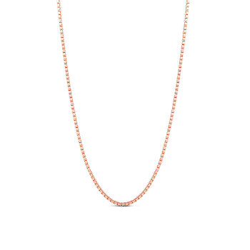 SHEGRACE 925 Sterling Silver Box Chain Necklaces, with S925 Stamp, Rose Gold, 17.7 inch(45cm)0.8mm