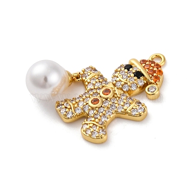 pendentifs en laiton avec micro pavé de zircones cubiques en forme de Père Noël(KK-Q010-03G)-2