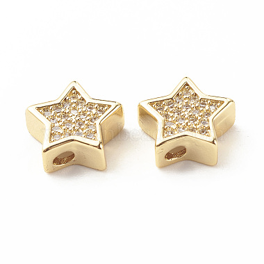 Clear Star Brass+Cubic Zirconia Beads