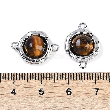 Brass Pave Natural Tiger Eye Flat Round Links Connector Charms(KK-U043-45P-D)-3