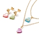 Synthetic Shell Heart Pendant Double Layer Necklaces and Dangle Stud Earrings(SJEW-F217-03A-G)-2