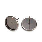 Gunmetal Metal Color Brass Ear Studs Settings, Tray: 12mm, 12mm, Pin: 1mm(X-IFIN-Q005-B)