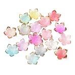 Opaque Acrylic Bead Caps, Flower, with Golden Edge, Mixed Color, 22.5~23x23.5~24x5mm, Hole: 1.4mm, about 1020pcs/500g(OACR-Z037-14A)