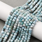 Natural Larimar Beads Strands, Faceted, Cube, 4~4.5x4~4.5x4~4.5mm, Hole: 0.5mm, about 103pcs/strand, 15.55''(39.5cm)(G-F803-C01-03)