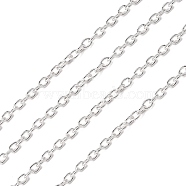 Iron Cable Chains, for DIY Jewelry Making, with Spool, Unwelded, Oval, Lead Free, Silver Color Plated, 3x2x0.5mm, about 328.08 Feet(100m)/roll(CH-S079-S-LF)