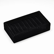 Cuboid Wood Jewelry Ring Display, Covered with Velvet, with Sponge, Black, 18x10x3.3cm(RDIS-L001-07D)