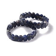 Natural Blue Spot Jasper Oval Beaded Stretch Bracelet, Gemstone Jewelry for Women, Inner Diameter: 2-1/8 inch(5.4~5.5cm)(G-E010-01C)