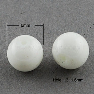 Painted Glass Beads Strands, Baking Paint, Round, WhiteSmoke, 6mm, Hole: 1.3~1.6mm, about 133pcs/strand, 31.4 inch(X-DGLA-S071-6mm-01)