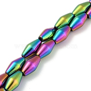Electroplated Synthetic Magnetic Hematite Beads Strands, Bicone, Rainbow Plated, 6.2~6.5x12~12.5mm, Hole: 1.4mm, about 33pcs/strand, 16.89''(42.9cm)(G-Z032-B01-02B)